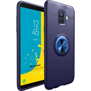 Samsung Galaxy J6 Kılıf Kickstand Ring Holder Lacivert