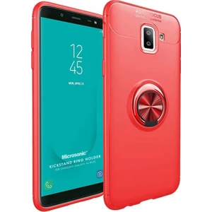Samsung Galaxy J6 Plus Kılıf Kickstand Ring Holder Kırmızı