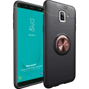 Samsung Galaxy J6 Plus Kılıf Kickstand Ring Holder Siyah Rose