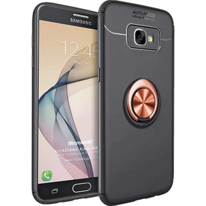 Samsung Galaxy J7 Prime Kılıf Kickstand Ring Holder Siyah Rose