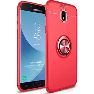Samsung Galaxy J7 Pro Kılıf Kickstand Ring Holder Kırmızı