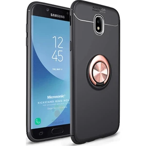 Samsung Galaxy J7 Pro Kılıf Kickstand Ring Holder Siyah Rose