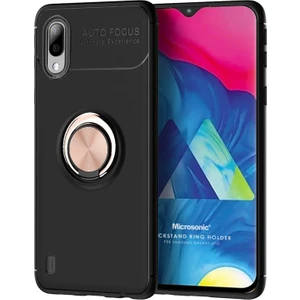 Samsung Galaxy M10 Kılıf Kickstand Ring Holder Siyah Rose