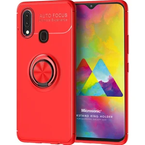 Samsung Galaxy M20 Kılıf Kickstand Ring Holder Kırmızı