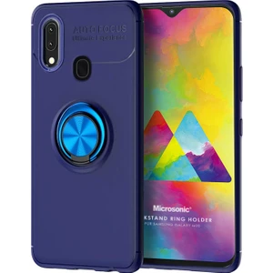 Samsung Galaxy M20 Kılıf Kickstand Ring Holder Lacivert
