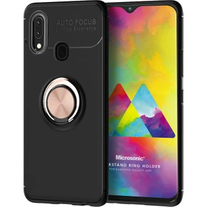 Samsung Galaxy M20 Kılıf Kickstand Ring Holder Siyah Rose