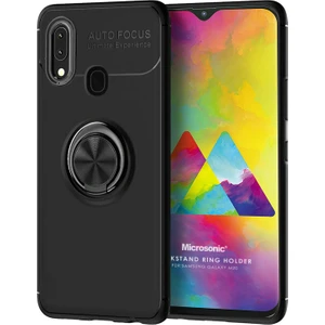 Samsung Galaxy M20 Kılıf Kickstand Ring Holder Siyah