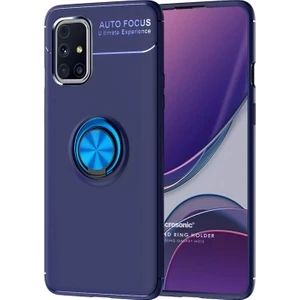 Samsung Galaxy M31s Kılıf Kickstand Ring Holder Lacivert