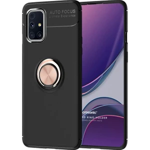 Samsung Galaxy M31s Kılıf Kickstand Ring Holder Siyah Rose