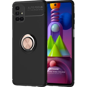 Samsung Galaxy M51 Kılıf Kickstand Ring Holder Siyah Rose