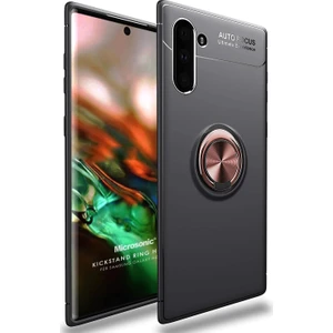 Samsung Galaxy Note 10 Kılıf Kickstand Ring Holder Siyah Rose