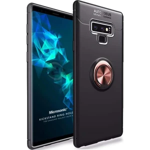 Samsung Galaxy Note 9 Kılıf Kickstand Ring Holder Siyah Rose