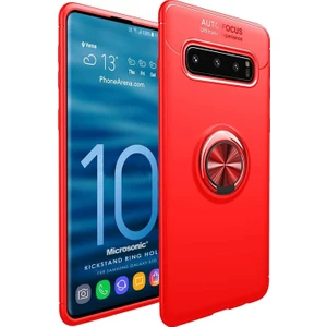 Samsung Galaxy S10 Kılıf Kickstand Ring Holder Kırmızı