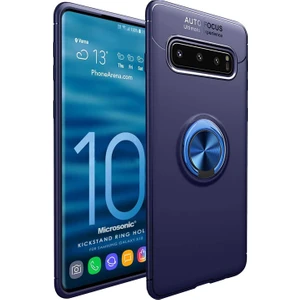Samsung Galaxy S10 Kılıf Kickstand Ring Holder Lacivert