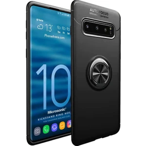 Samsung Galaxy S10 Kılıf Kickstand Ring Holder Siyah