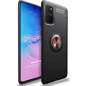 Samsung Galaxy S10 Lite Kılıf Kickstand Ring Holder Siyah Rose