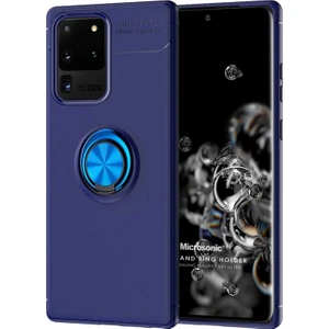 Samsung Galaxy S20 Ultra Kılıf Kickstand Ring Holder Lacivert