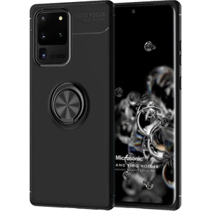 Samsung Galaxy S20 Ultra Kılıf Kickstand Ring Holder Siyah