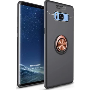 Samsung Galaxy S8 Plus Kılıf Kickstand Ring Holder Siyah Rose