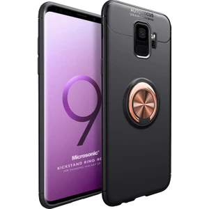 Samsung Galaxy S9 Kılıf Kickstand Ring Holder Siyah Rose