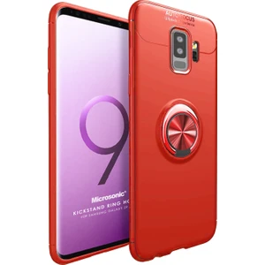 Samsung Galaxy S9 Plus Kılıf Kickstand Ring Holder Kırmızı