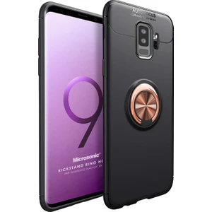 Samsung Galaxy S9 Plus Kılıf Kickstand Ring Holder Siyah Rose