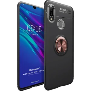Huawei Honor 8A Kılıf Kickstand Ring Holder Siyah Rose