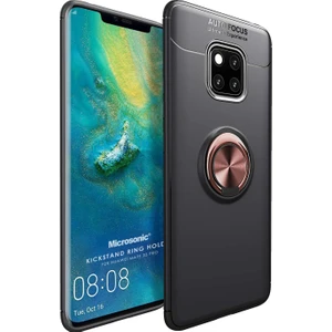 Huawei Mate 20 Pro Kılıf Kickstand Ring Holder Siyah Rose