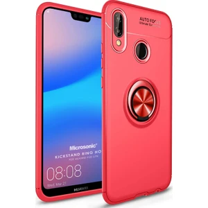 Huawei P20 Lite Kılıf Kickstand Ring Holder Kırmızı