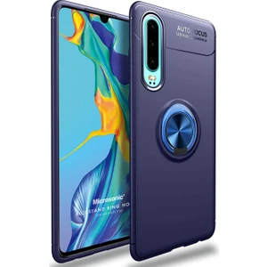 Huawei P30 Kılıf Kickstand Ring Holder Lacivert