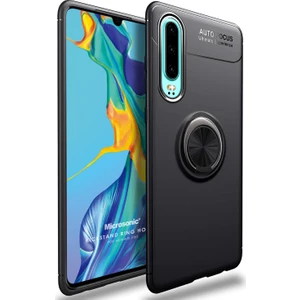 Huawei P30 Kılıf Kickstand Ring Holder Siyah