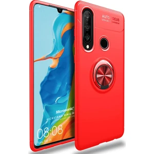 Huawei P30 Lite Kılıf Kickstand Ring Holder Kırmızı