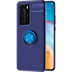 Huawei P40 Kılıf Kickstand Ring Holder Lacivert