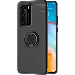 Huawei P40 Kılıf Kickstand Ring Holder Siyah