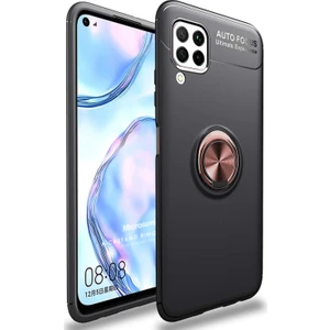 Huawei P40 Lite Kılıf Kickstand Ring Holder Siyah Rose