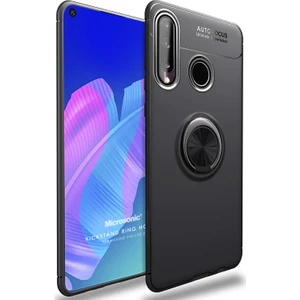 Huawei P40 Lite E Kılıf Kickstand Ring Holder Siyah