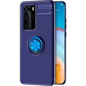 Huawei P40 Pro Kılıf Kickstand Ring Holder Lacivert