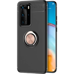 Huawei P40 Pro Kılıf Kickstand Ring Holder Siyah Rose