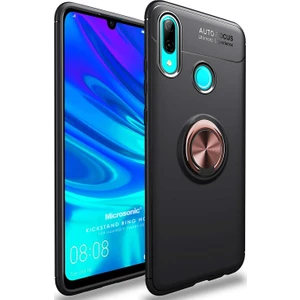 Huawei P Smart 2019 Kılıf Kickstand Ring Holder Siyah Rose