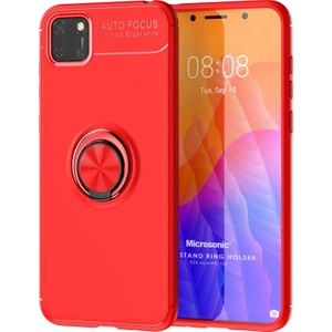 Huawei Y5P Kılıf Kickstand Ring Holder Kırmızı