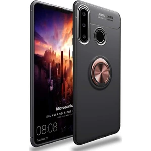 Huawei Y6P Kılıf Kickstand Ring Holder Siyah Rose