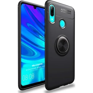 Huawei Y7 2019 Kılıf Kickstand Ring Holder Siyah