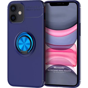 Apple iPhone 11 Kılıf Kickstand Ring Holder Lacivert