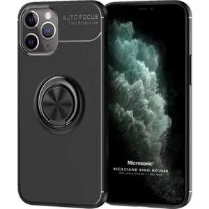 Apple iPhone 11 Pro Max Kılıf Kickstand Ring Holder Siyah