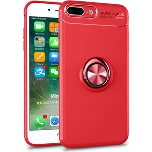 Apple iPhone 8 Plus Kılıf Kickstand Ring Holder Kırmızı