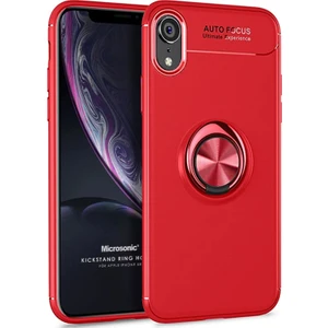 Apple iPhone XR Kılıf Kickstand Ring Holder Kırmızı