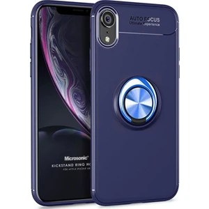 Apple iPhone XR Kılıf Kickstand Ring Holder Lacivert