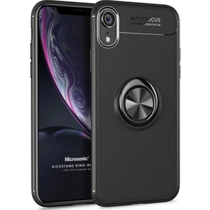 Apple iPhone XR Kılıf Kickstand Ring Holder Siyah