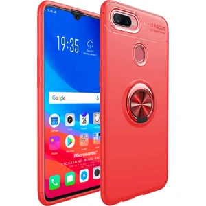 Oppo A12 Kılıf Kickstand Ring Holder Kırmızı