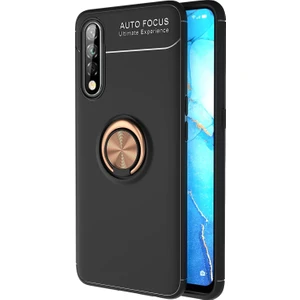 Oppo A31 Kılıf Kickstand Ring Holder Siyah Rose